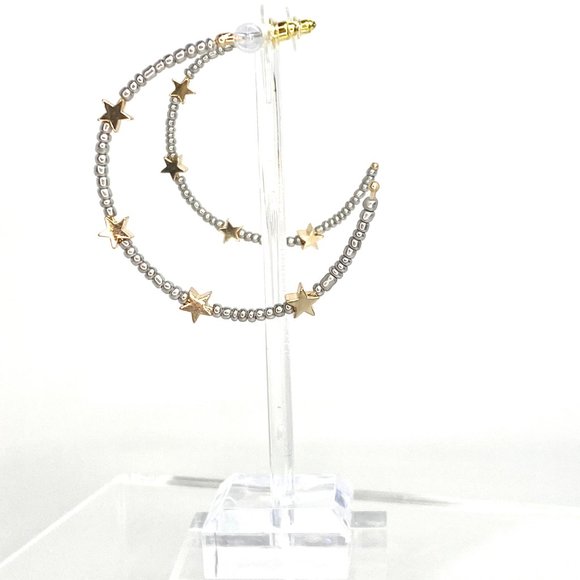 Silver and Gold Tiny Star Hoops - Picture 3 of 6